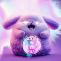 Fluffy bunny breathing fire on bitcoin