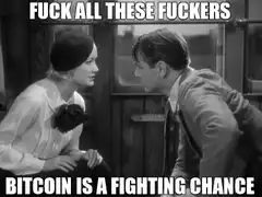 Fuck all these fuckers Bitcoin is a fighting chance