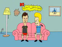 Beavis and Butt-Head sitting on couch
