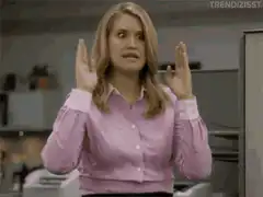 Pam Beesly frustrated hands up