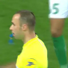 Soccer referee shows red card