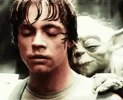 Luke Skywalker meditating with Yoda