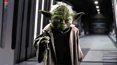 Yoda ignites green lightsaber