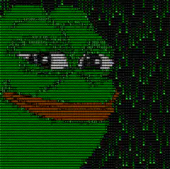 Joker face made of green code
