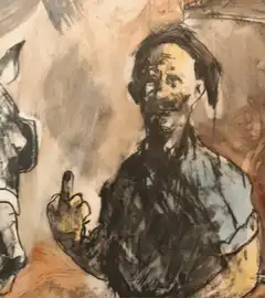 Man giving the finger painting