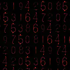 Red glowing numbers on black background