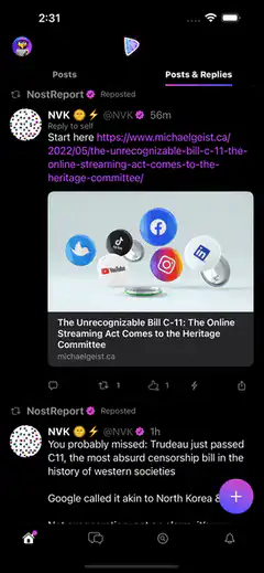 Nostr app post view with relay selection