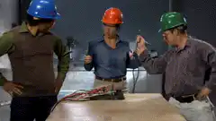 Three construction workers power strip explosion