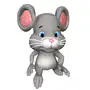 3D grey mouse blinking and looking around