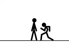 stick figure sneaking and running