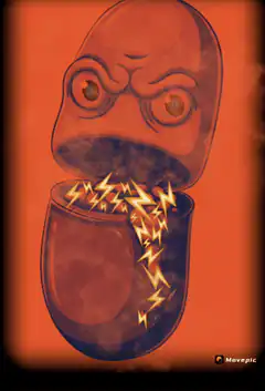 Angry Bitcoin head vomiting lightning