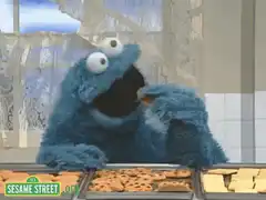 Cookie Monster eats cookies