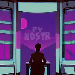 Silhouette looking at PV NOSTR sign