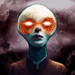 Alien with glowing eyes