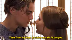 Romeo and Juliet kiss with subtitle