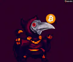 Pixel Art Plague Doctor Bitcoin Explosion