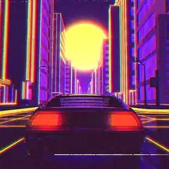 retro synthwave car driving