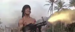 Rambo firing a machine gun