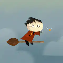 Harry Potter chases Golden Snitch