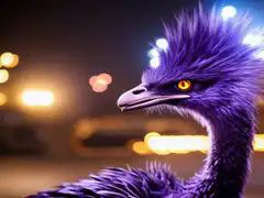 Purple bird with glowing lights