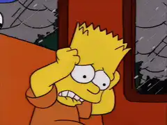Bart Simpson frustrated in car