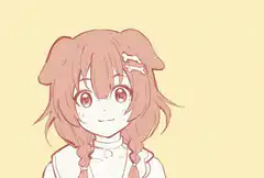 Anime girl with braids laughing and bowing