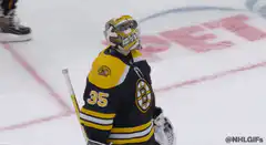 Boston Bruins goalies celebrate