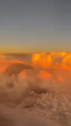 Aerial view of clouds at sunset