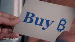 Security guard reads Buy Bitcoin note