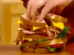Giant sandwich falling apart