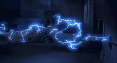 blue lightning strikes door