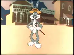 Bugs Bunny walking with cane