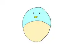 Blue and yellow bird squishing animation