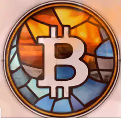 Bitcoin stained glass logo