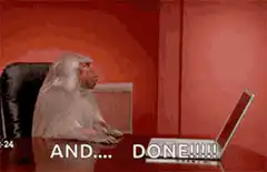 Monkey throwing laptop away