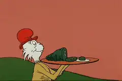 Cat in the Hat serves Spaghetti O's