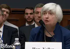 Janet Yellen hearing Bitcoin sign