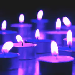 purple tealight candles flickering