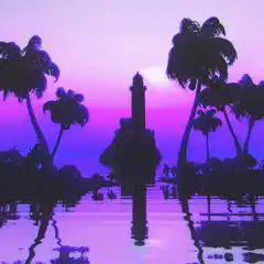 purple sunset lighthouse reflection