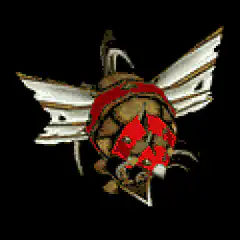 pixel art fly with red mask