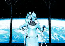 Alien woman gets zapped by lightning