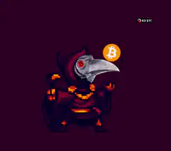 Pixel Art Plague Doctor Bitcoin Explosion
