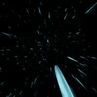 Spaceship flying through hyperspace