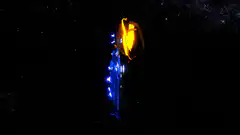 Spinning blue wizard with glowing lights