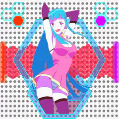 pixel art girl dancing in hexagon