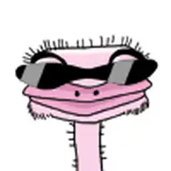 Pink cartoon ostrich wearing sunglasses