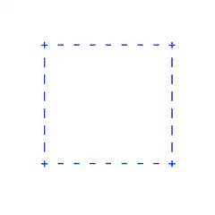 Blue dashed square morphing animation