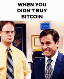 Michael Scott smirking when you didn't buy Bitcoin