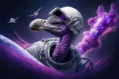 ostrich astronaut in space