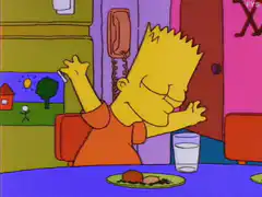 Bart Simpson eating dinner